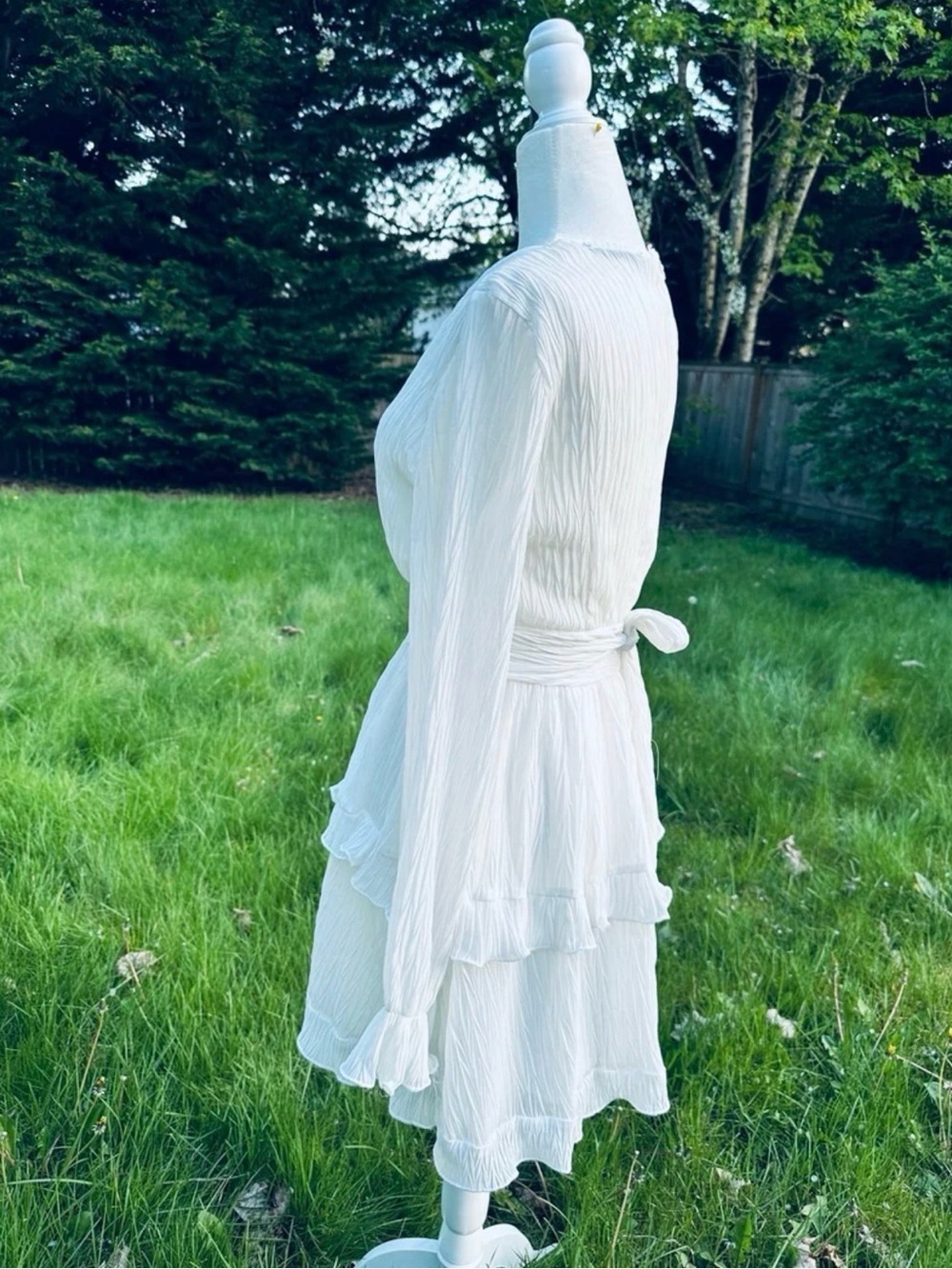 Simple Vintage midi white dress women's Size S Vintage White dress New - Picture 2 of 5